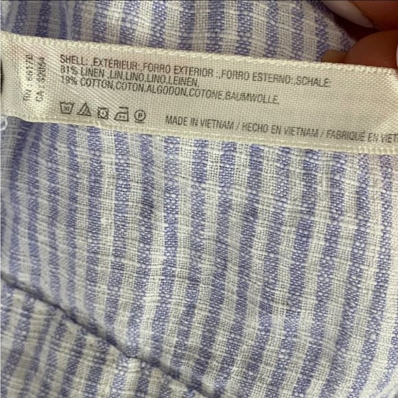 Maeve by Anthropologie Linen Felicity Blue Stripe Tank Top - Picture 7 of 9